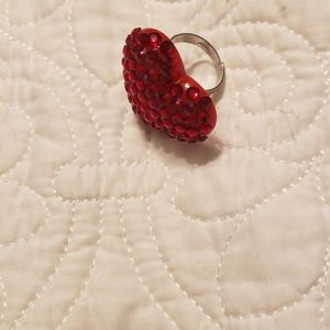 Red rhinestone heart costume ring